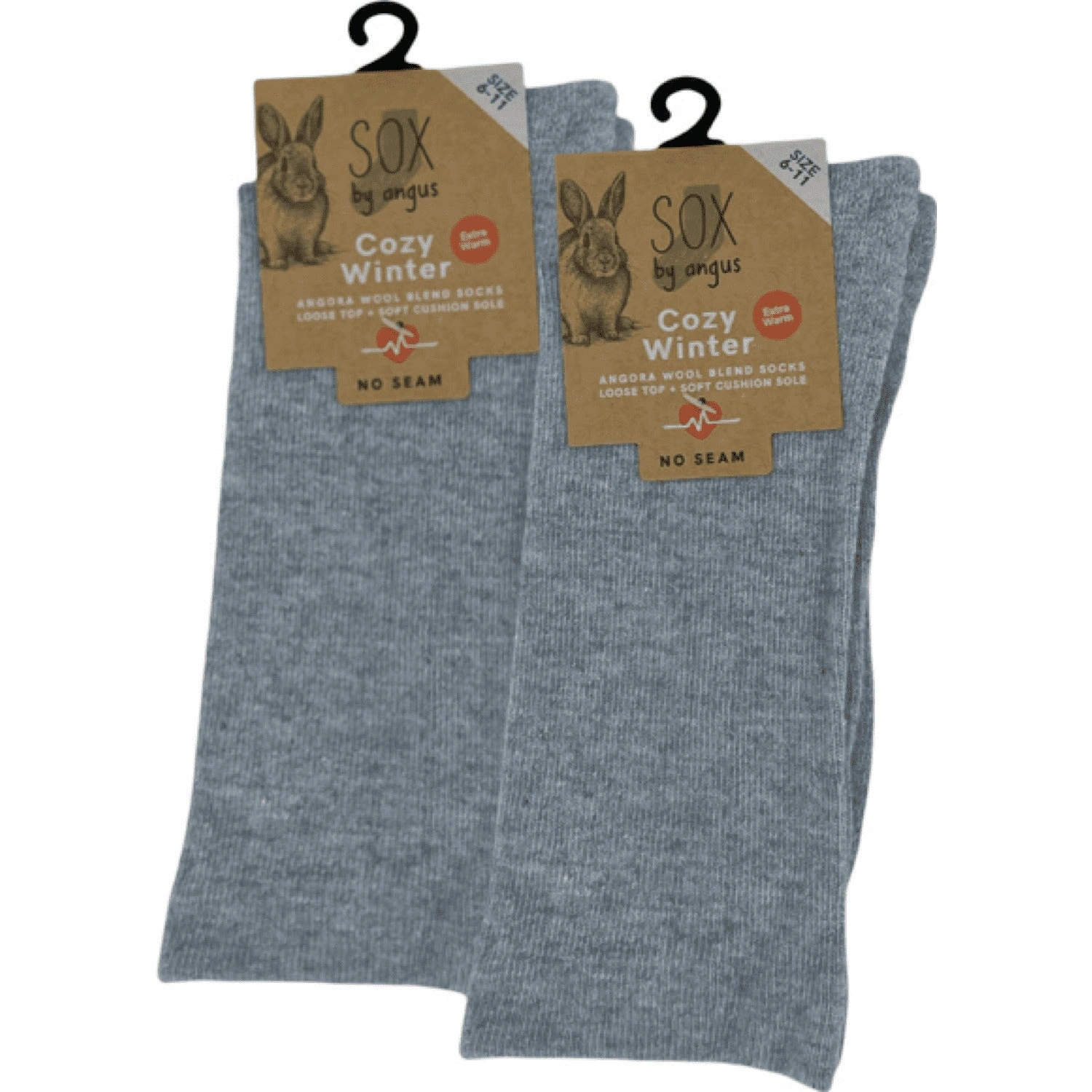 Cozy Comfort: Angora Blend, No Seam, Light Grey Socks. Relaxed Fit.