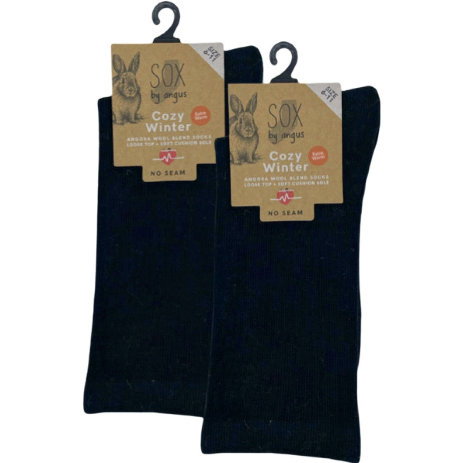 Cloudsoft Angora Blend Socks No Seam Black Cozy Comfort